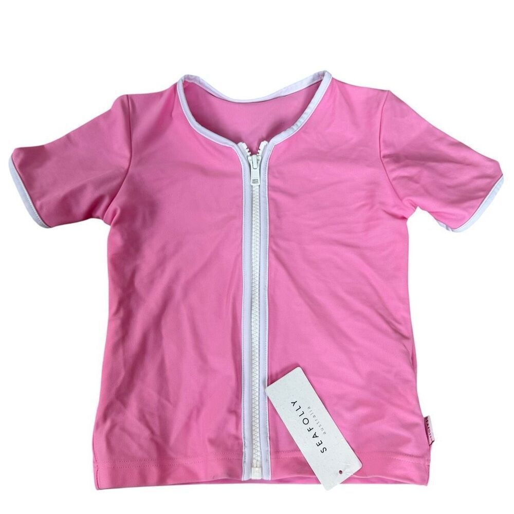 Seafolly girls toddler Pink Zip Front Rash Guard Size 3 New